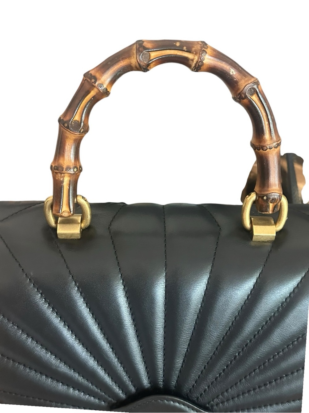 Gucci Queen Margaret Black Leather Bamboo Bee Backpack Bag Auth Entrupy - Picture 6 of 17